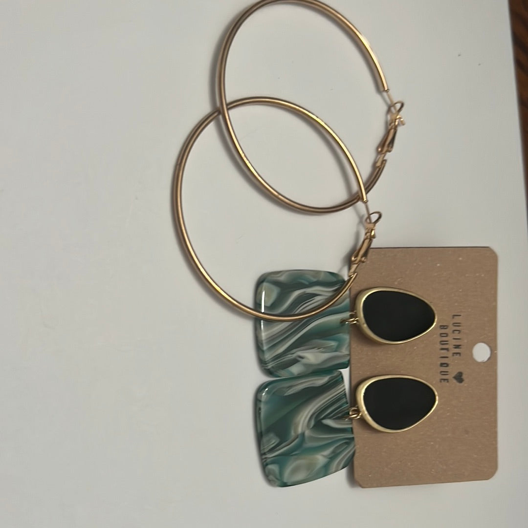 Agata Green Earrings