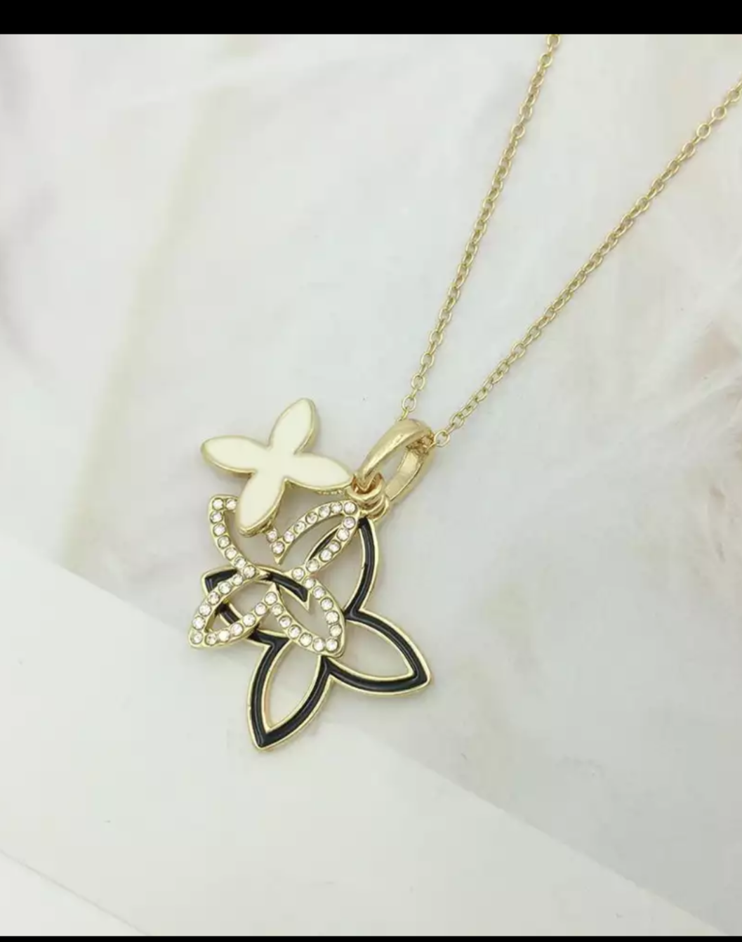 Three Layer Four leaf clover Necklace gold color